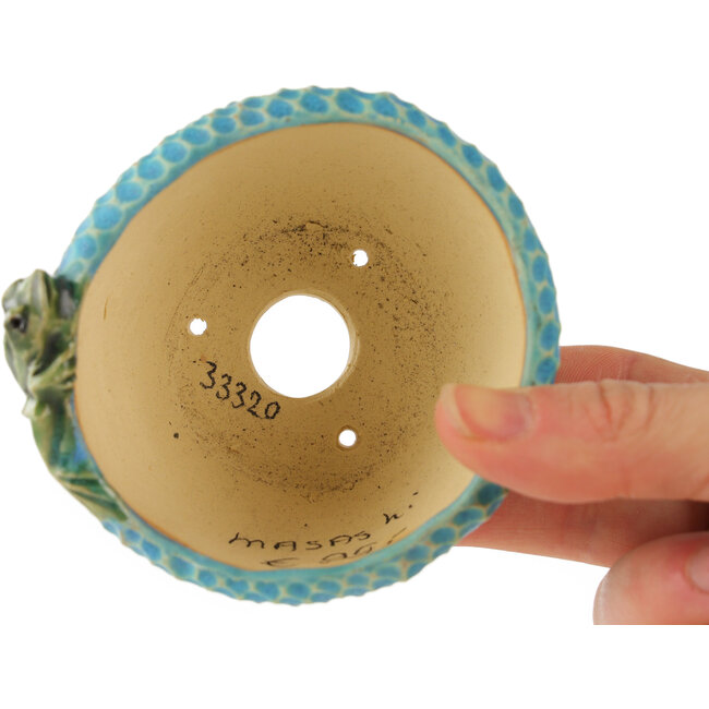 Maceta redonda azul para bonsái de Masashi Furumoto - 80 x 85 x 60 mm