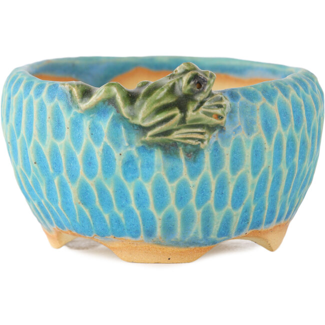 Maceta redonda azul para bonsái de Masashi Furumoto - 85 x 85 x 45 mm