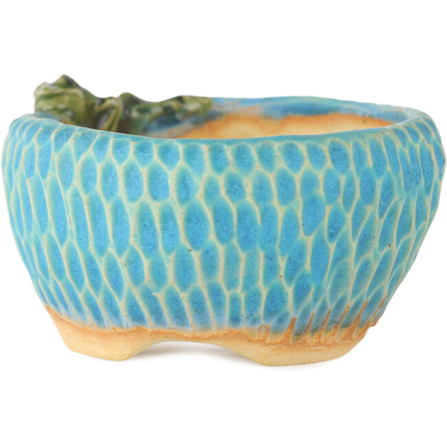 Pot à bonsaï rond bleu par Masashi Furumoto - 85 x 85 x 45 mm