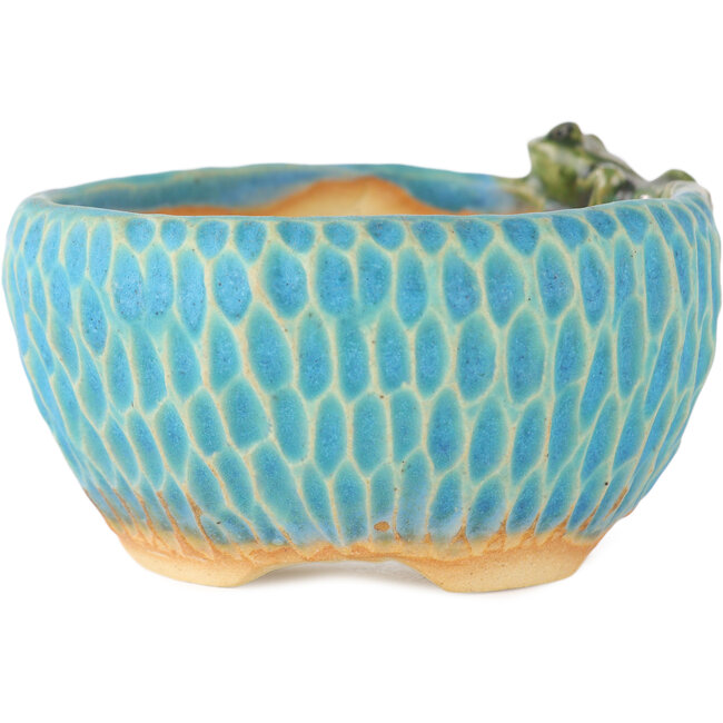 Vaso bonsai rotondo blu di Masashi Furumoto - 85 x 85 x 45 mm