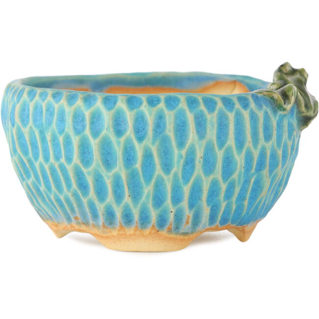 Pot à bonsaï rond bleu par Masashi Furumoto - 85 x 85 x 45 mm