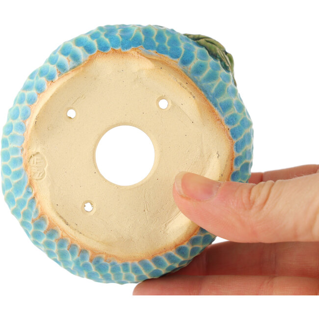 Pot à bonsaï rond bleu par Masashi Furumoto - 85 x 85 x 45 mm