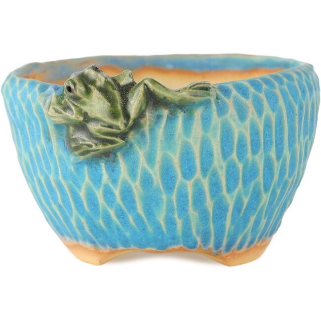 Vaso bonsai rotondo blu di Masashi Furumoto - 85 x 85 x 50 mm