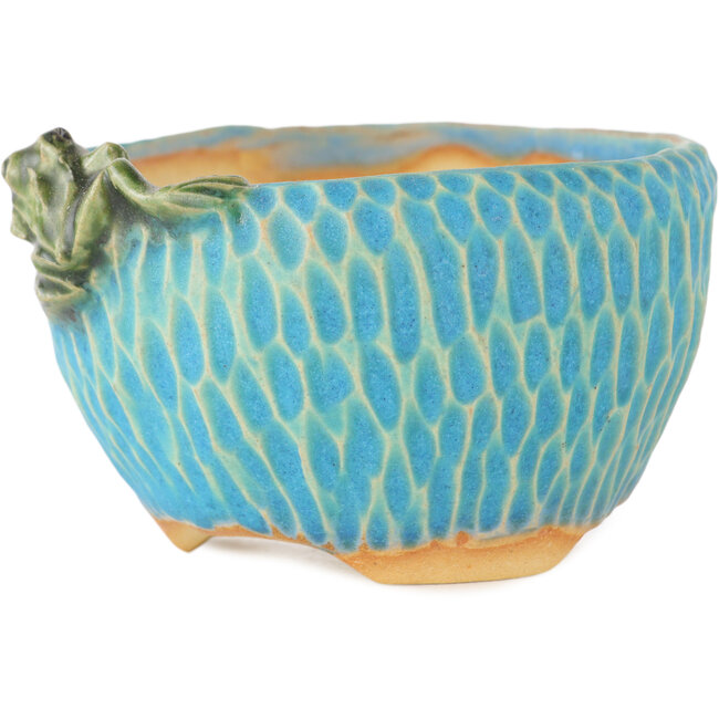 Pot à bonsaï rond bleu par Masashi Furumoto - 85 x 85 x 50 mm