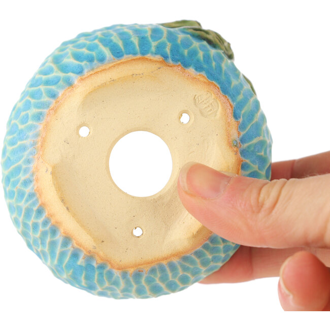 Pot à bonsaï rond bleu par Masashi Furumoto - 85 x 85 x 50 mm