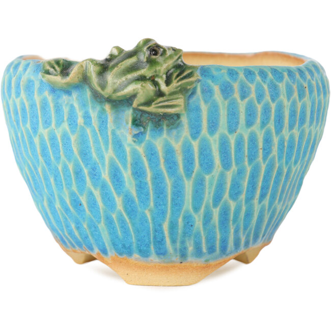 Maceta redonda azul para bonsái de Masashi Furumoto - 85 x 85 x 55 mm