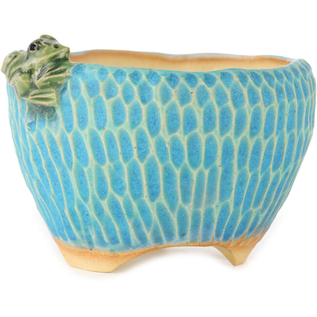 Pot à bonsaï rond bleu par Masashi Furumoto - 85 x 85 x 55 mm