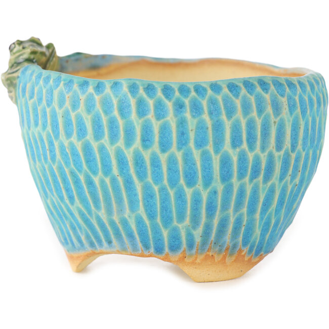 Vaso bonsai rotondo blu di Masashi Furumoto - 85 x 85 x 55 mm