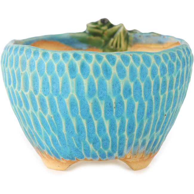 Vaso bonsai rotondo blu di Masashi Furumoto - 85 x 85 x 55 mm