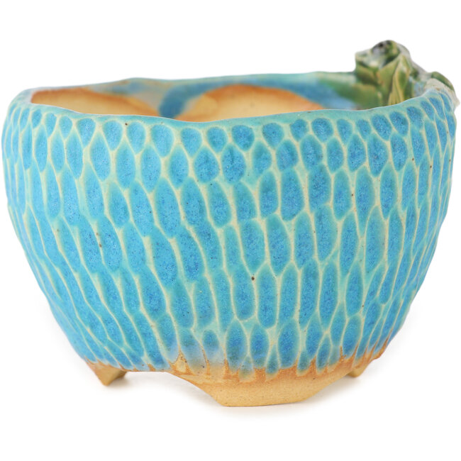 Pot à bonsaï rond bleu par Masashi Furumoto - 85 x 85 x 55 mm