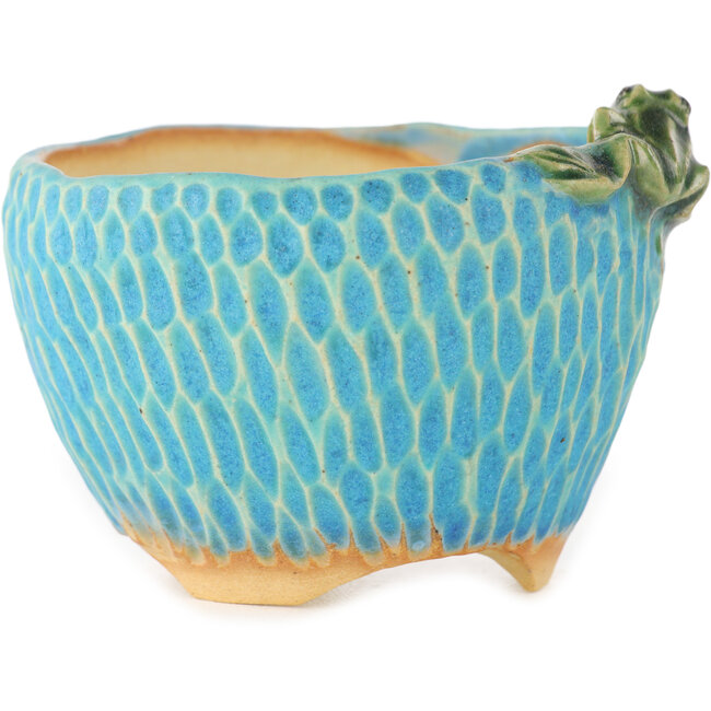 Pot à bonsaï rond bleu par Masashi Furumoto - 85 x 85 x 55 mm