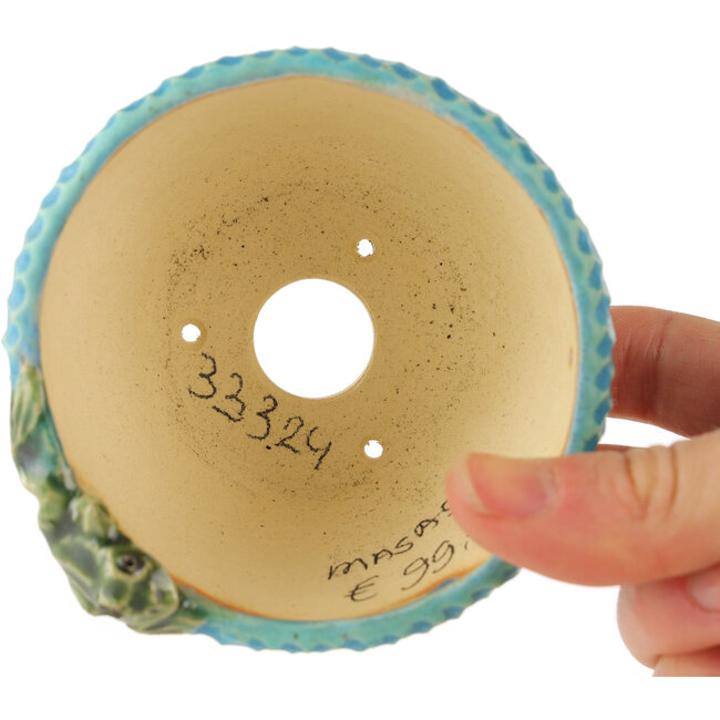 Maceta redonda azul para bonsái de Masashi Furumoto - 85 x 85 x 55 mm