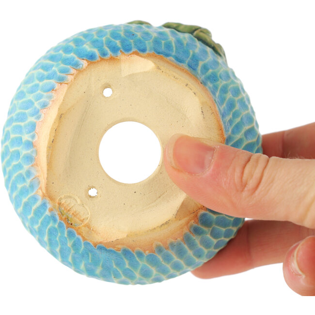 Pot à bonsaï rond bleu par Masashi Furumoto - 85 x 85 x 55 mm