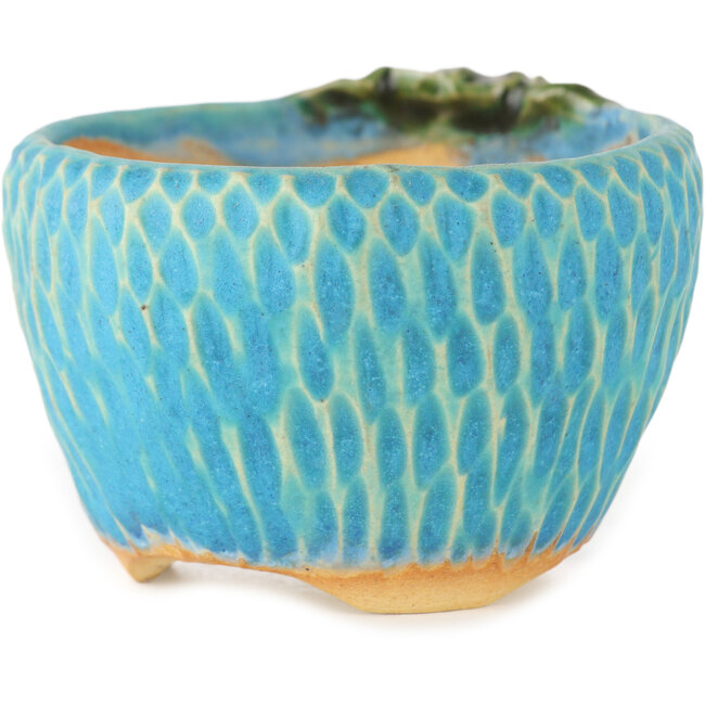 Pot à bonsaï rond bleu par Masashi Furumoto - 80 x 85 x 50 mm