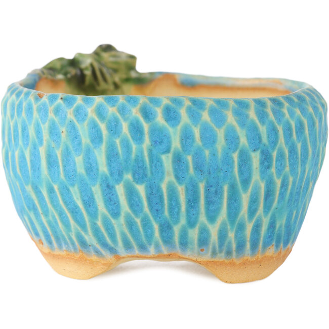 Pot à bonsaï rond bleu par Masashi Furumoto - 75 x 80 x 45 mm