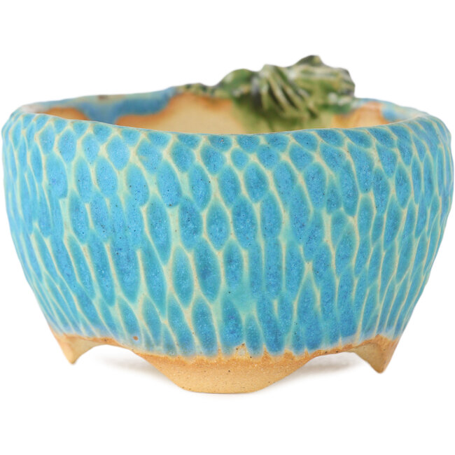 Pot à bonsaï rond bleu par Masashi Furumoto - 75 x 80 x 45 mm