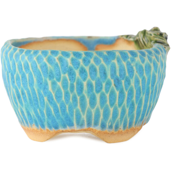 Pot à bonsaï rond bleu par Masashi Furumoto - 75 x 80 x 45 mm