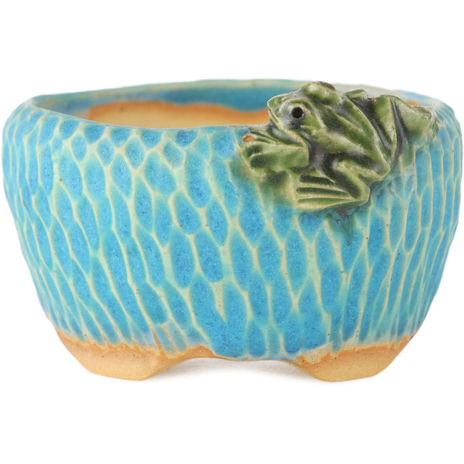 Pot à bonsaï rond bleu par Masashi Furumoto - 75 x 80 x 45 mm