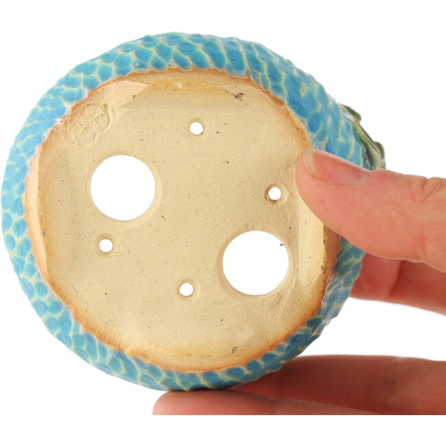 Pot à bonsaï rond bleu par Masashi Furumoto - 75 x 80 x 45 mm