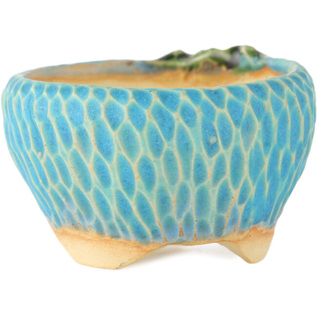 Pot à bonsaï rond bleu par Masashi Furumoto - 75 x 80 x 45 mm