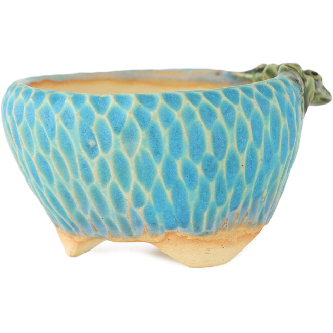 Maceta redonda azul para bonsái de Masashi Furumoto - 75 x 80 x 45 mm