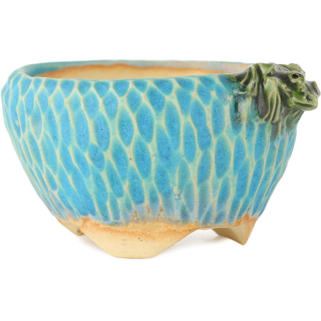 Pot à bonsaï rond bleu par Masashi Furumoto - 75 x 80 x 45 mm