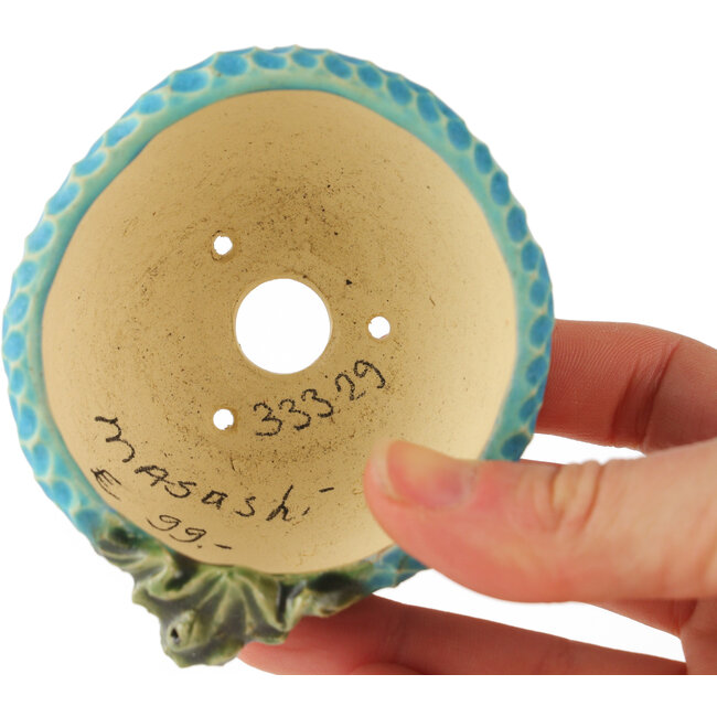 Pot à bonsaï rond bleu par Masashi Furumoto - 75 x 80 x 45 mm