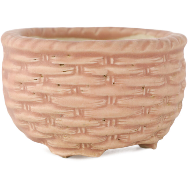 Round pink bonsai pot by Tani Ranzan - 55 x 55 x 35 mm