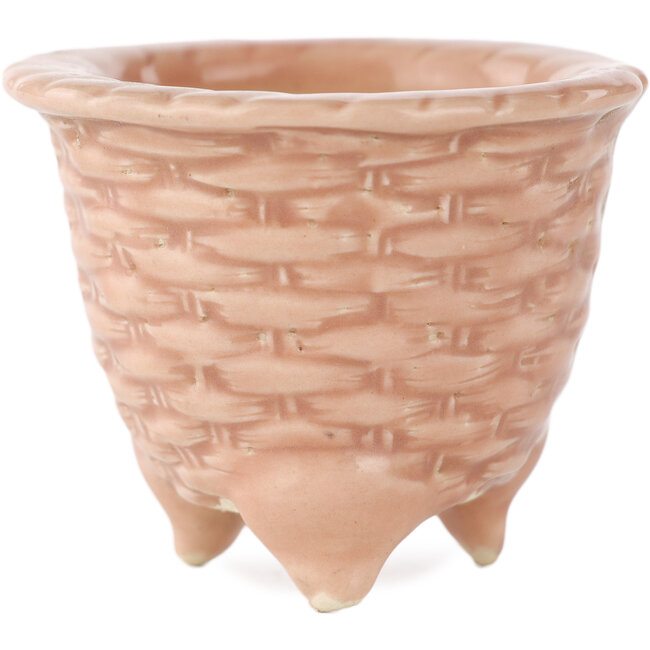 Round pink bonsai pot by Tani Ranzan - 55 x 53 x 40 mm