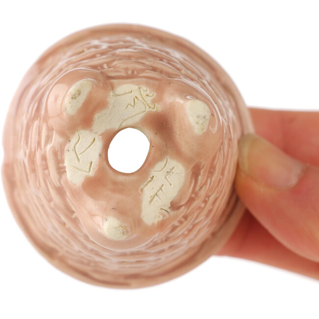 Round pink bonsai pot by Tani Ranzan - 55 x 53 x 40 mm