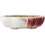 Mokko white and red craquelé bonsai pot by Eime Yozan - 195 x 165 x 50 mm