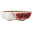 Mokko white and red craquelé bonsai pot by Eime Yozan - 195 x 165 x 50 mm