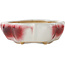 Mokko white and red craquelé bonsai pot by Eime Yozan - 195 x 165 x 50 mm