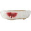 Mokko white and red craquelé bonsai pot by Eime Yozan - 195 x 165 x 50 mm