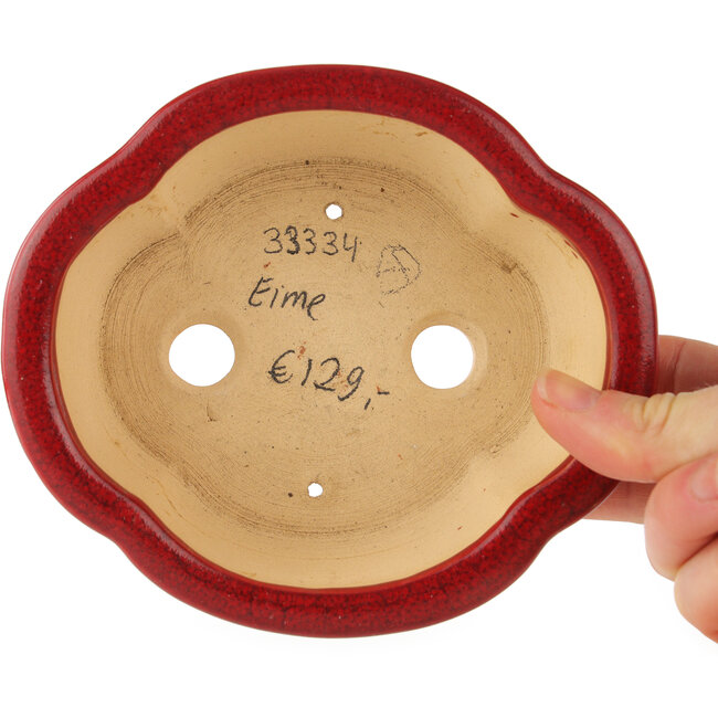 Mokko red bonsai pot by Eime Yozan - 140 x 120 x 50 mm