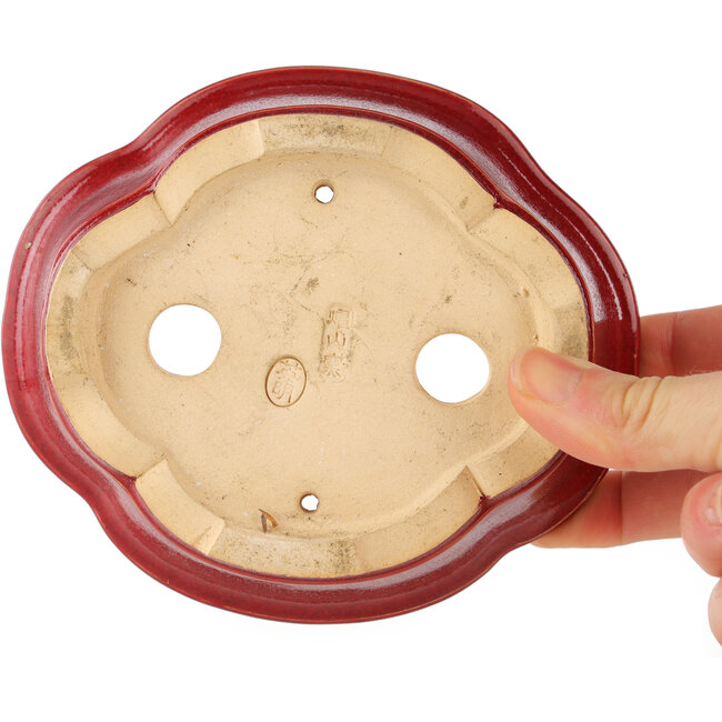 Mokko rode bonsai pot van Eime Yozan - 140 x 120 x 50 mm