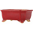 Rectangular red bonsai pot by Eime Yozan - 130 x 105 x 50 mm