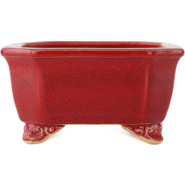 Maceta rectangular roja para bonsái de Eime Yozan - 130 x 105 x 50 mm