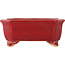 Rectangular red bonsai pot by Eime Yozan - 130 x 105 x 50 mm