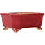 Pot à bonsaï rectangulaire rouge par Eime Yozan - 130 x 105 x 50 mm
