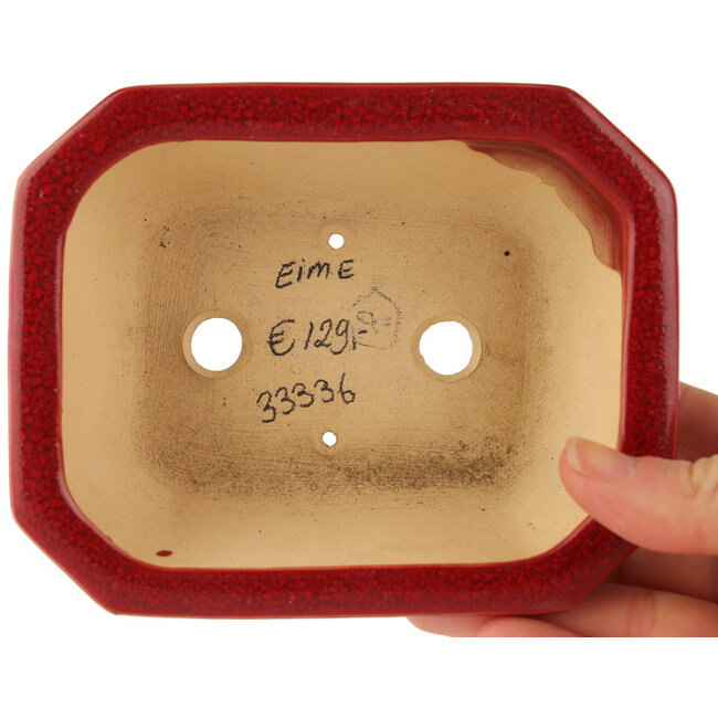 Vaso bonsai rettangolare rosso di Eime Yozan - 130 x 103 x 50 mm