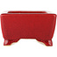 Rectangular red bonsai pot by Eime Yozan - 125 x 90 x 50 mm