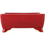 Rectangular red bonsai pot by Eime Yozan - 125 x 90 x 50 mm