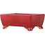 Rectangular red bonsai pot by Eime Yozan - 125 x 90 x 50 mm