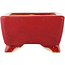 Rectangular red bonsai pot by Eime Yozan - 125 x 90 x 50 mm