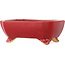 Rectangular red bonsai pot by Eime Yozan - 125 x 90 x 45 mm