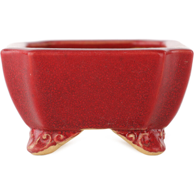 Maceta rectangular roja para bonsái de Eime Yozan - 125 x 90 x 45 mm