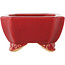 Rectangular red bonsai pot by Eime Yozan - 125 x 90 x 45 mm