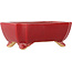 Rectangular red bonsai pot by Eime Yozan - 125 x 90 x 45 mm