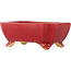 Rectangular red bonsai pot by Eime Yozan - 125 x 90 x 45 mm